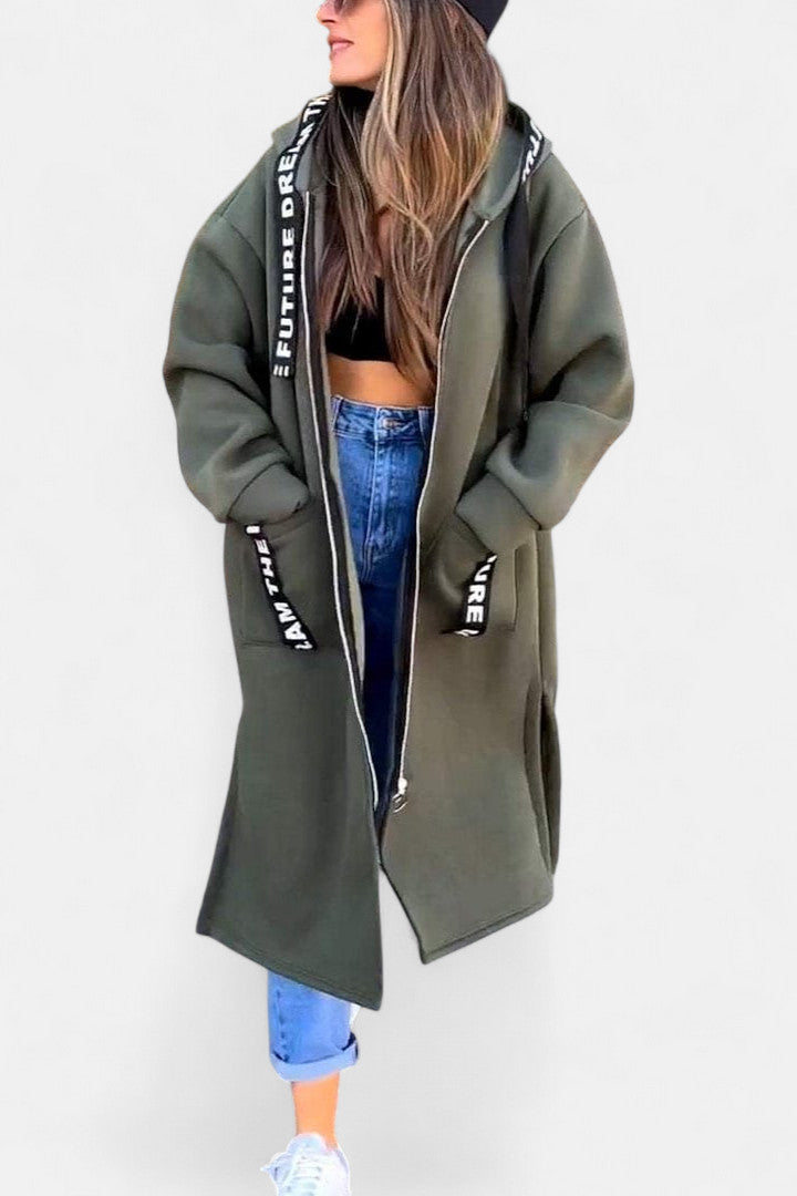 Manteau long élégant avec capuche