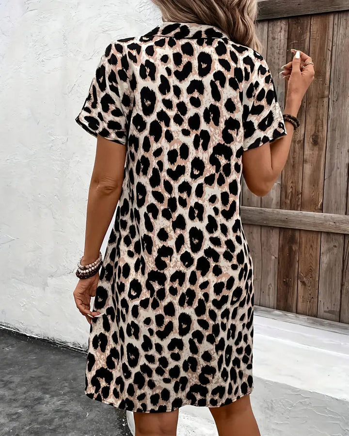 Madeline | Elegantes Midikleid, trendiges Leopardenmuster