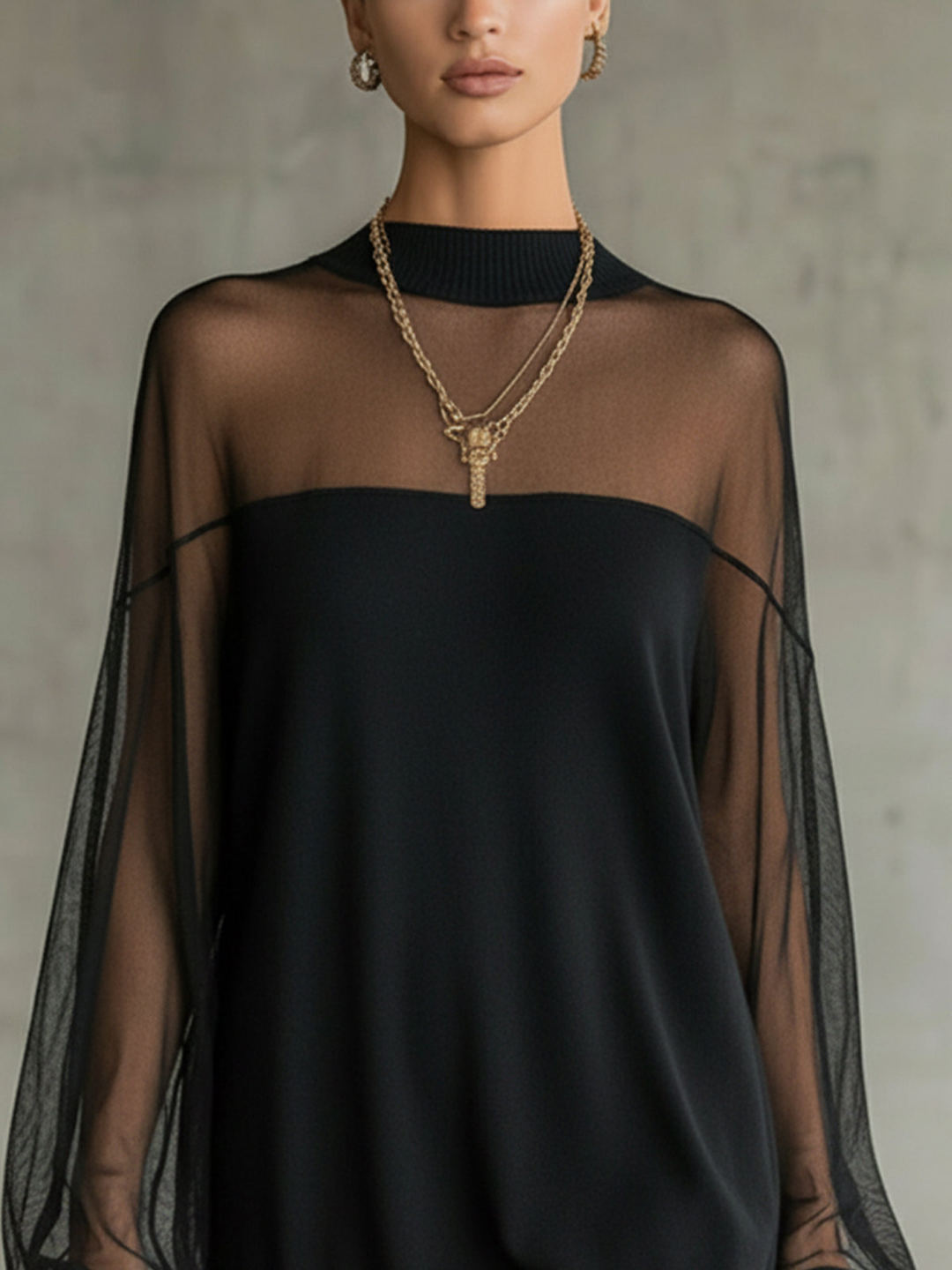 Damen Minikleid | mit Tüll und transparentem Oberteil