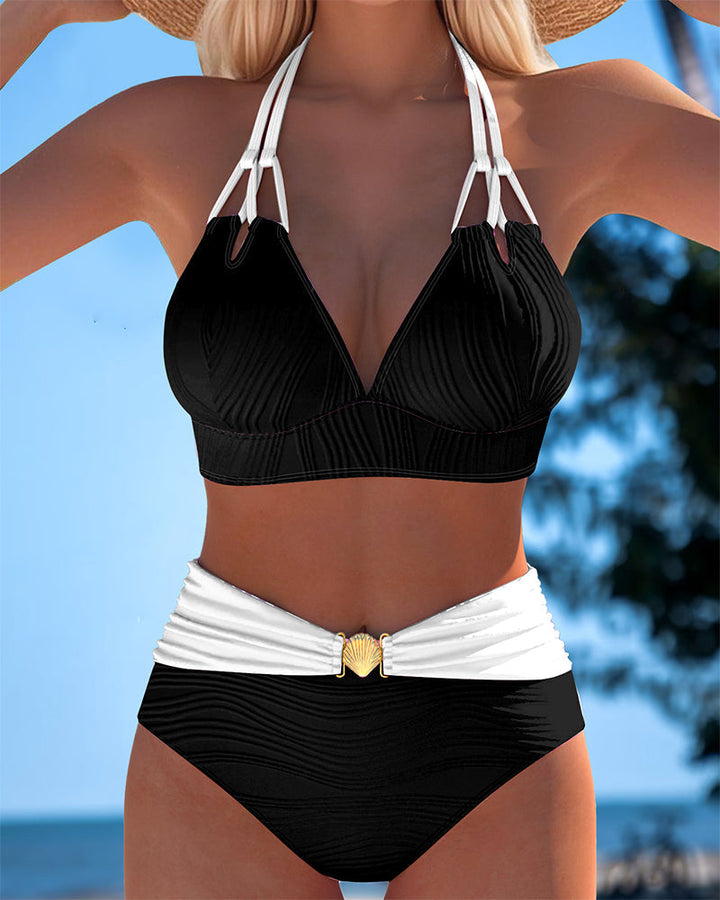 Lily™ | Maillot de bain taille haute à double bretelle avec couleur contrastante