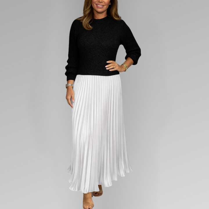 Claudia - Robe longue avec pull et jupe plissée