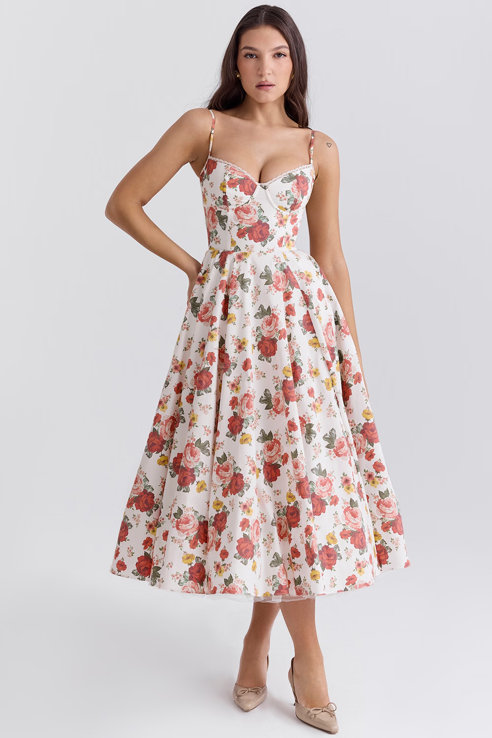 Elegantes A-Linien-Midikleid für Damen mit Spaghettiträgern