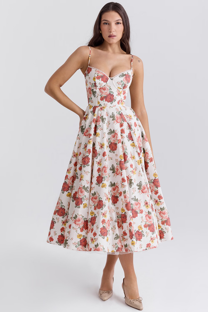 Elegantes A-Linien-Midikleid für Damen mit Spaghettiträgern