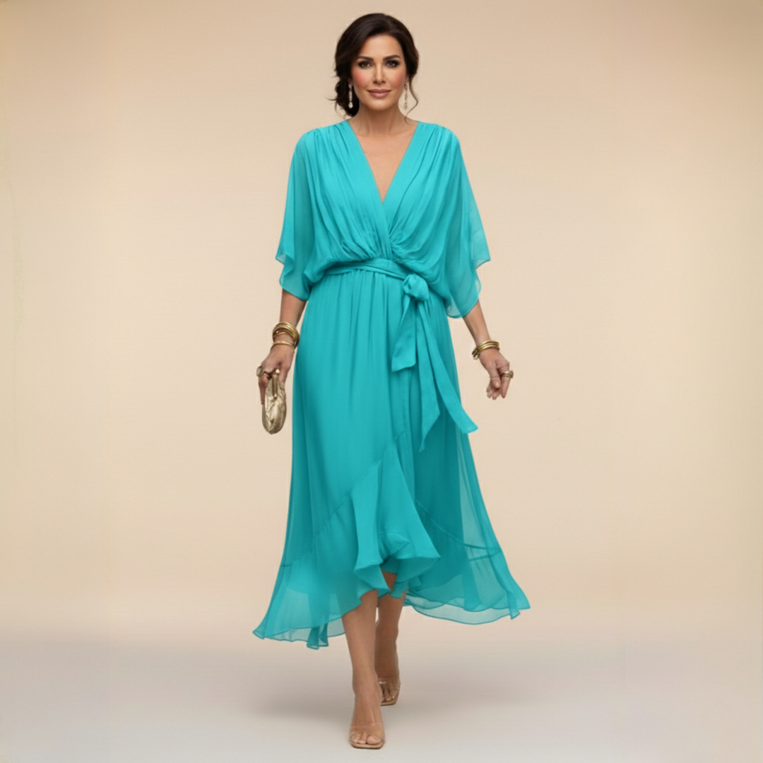 Monica - Chiffonkleid mit V-Ausschnitt