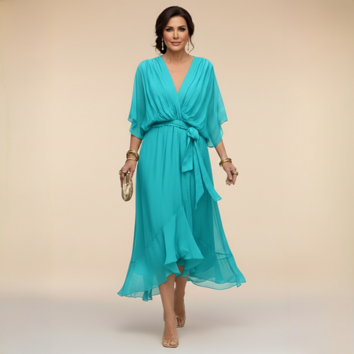 Monica - Chiffonkleid mit V-Ausschnitt