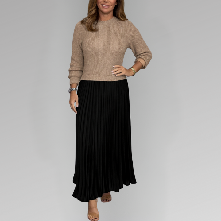 Claudia - Robe longue avec pull et jupe plissée