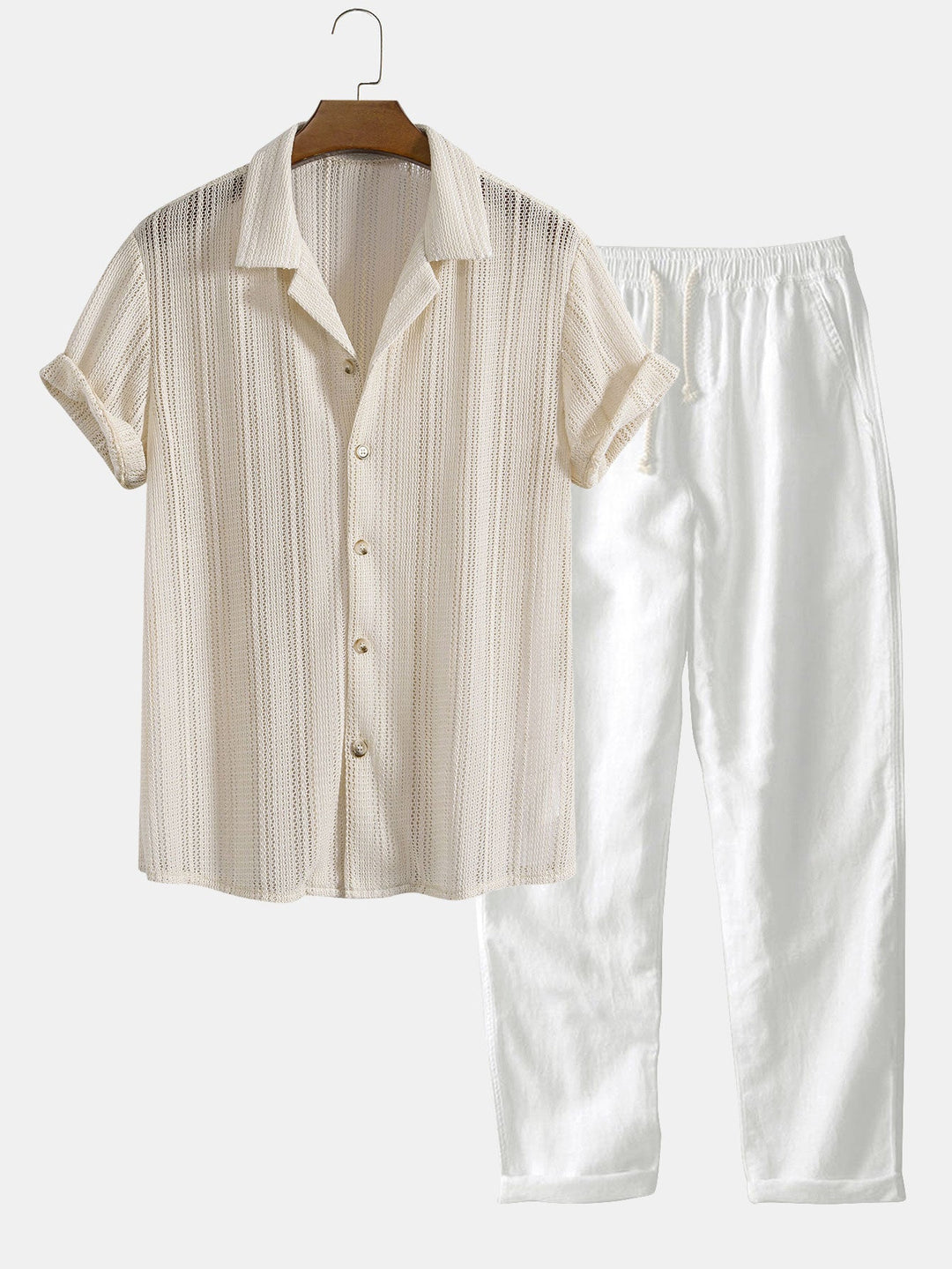 Conjunto Masculino de Verão – Camisa Vazado e Calça Arejada