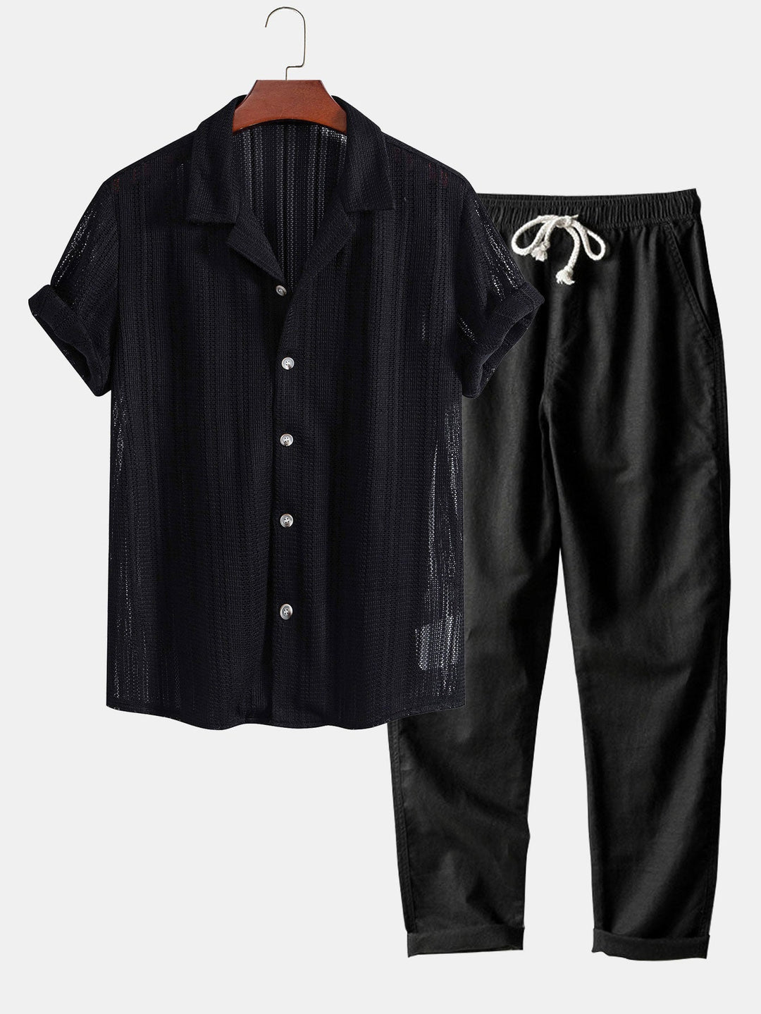 Conjunto Masculino de Verão – Camisa Vazado e Calça Arejada