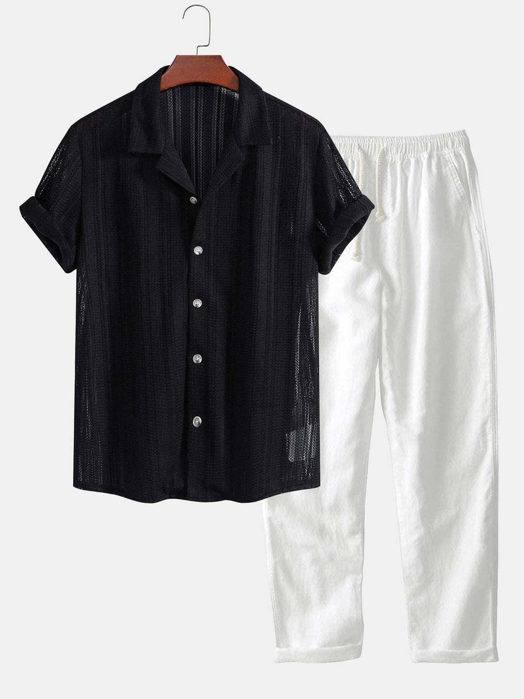 Conjunto Masculino de Verão – Camisa Vazado e Calça Arejada