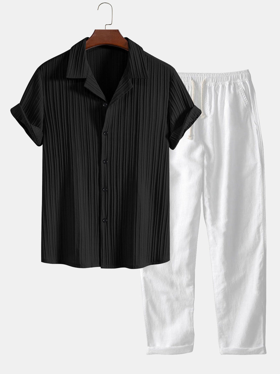 Men’s Summer Set – Short Shirt & Straight Pants
