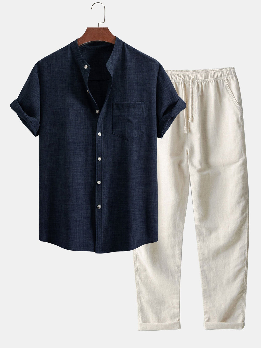 Conjunto Masculino de Manga Curta – Gola Alta e Ajuste Respirável