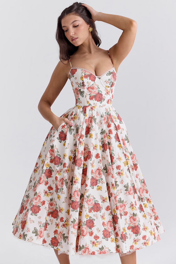 Elegantes A-Linien-Midikleid für Damen mit Spaghettiträgern