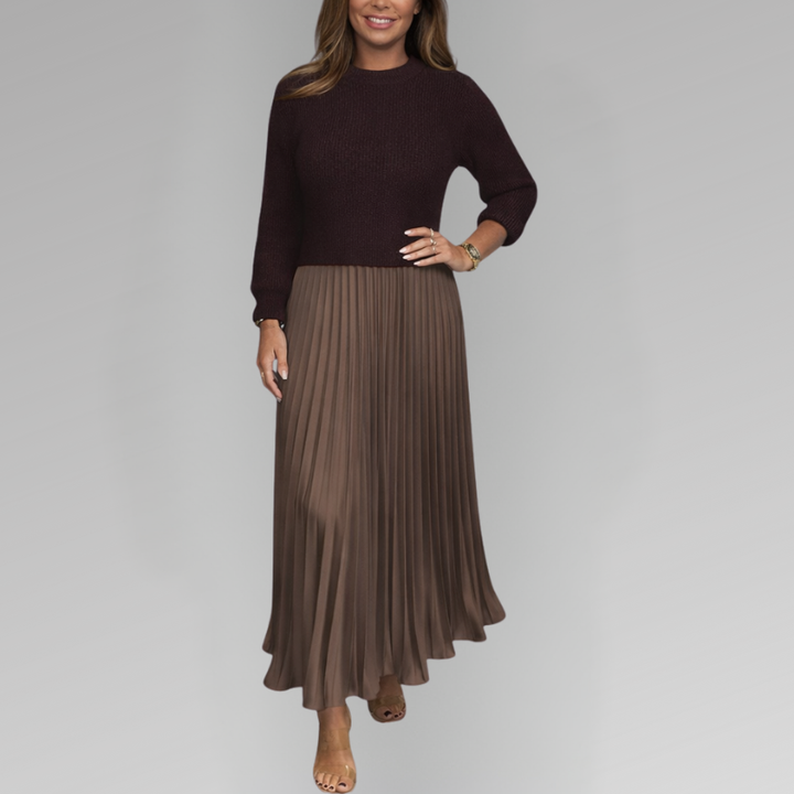 Claudia - Robe longue avec pull et jupe plissée