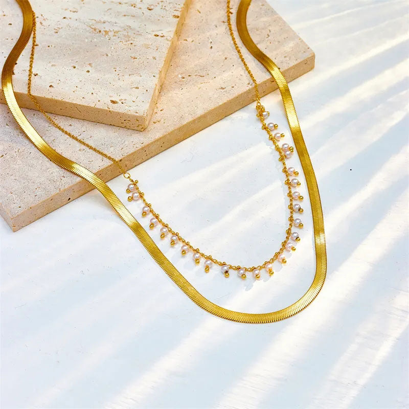 Marizanne | Collier Ras-du-cou Serpent Luxe & Parure de Perles Or 18 carats
