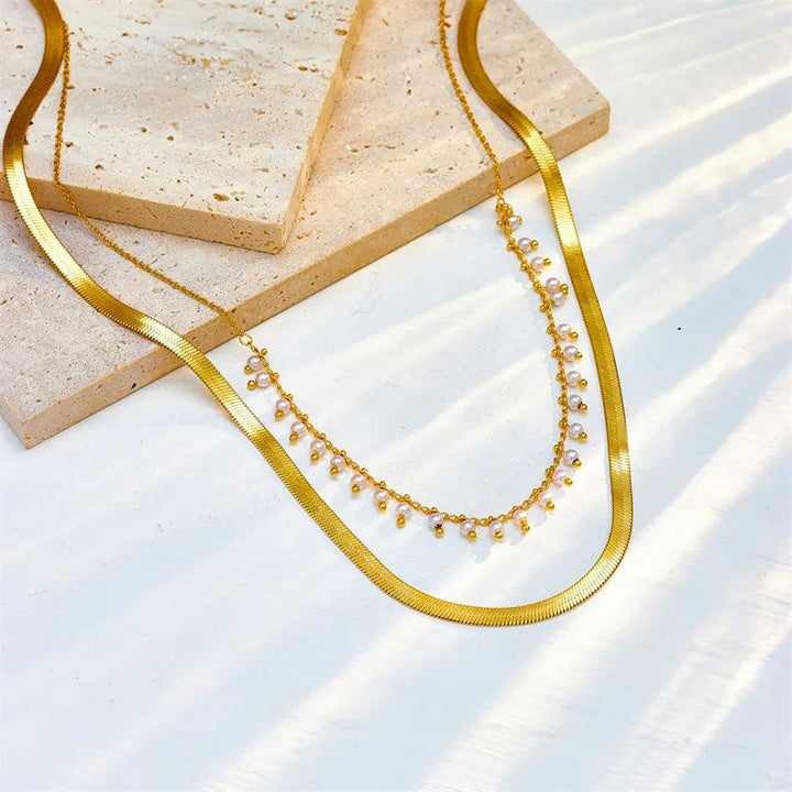 Marizanne | Collier Ras-du-cou Serpent Luxe & Parure de Perles Or 18 carats