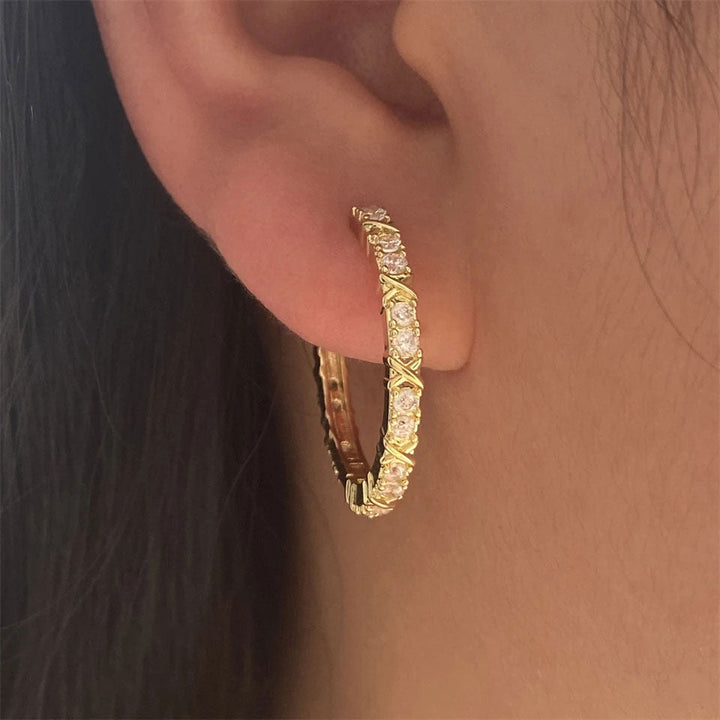 Aurelisse | Boucles d'oreilles Croix Zirconia Or 18 carats