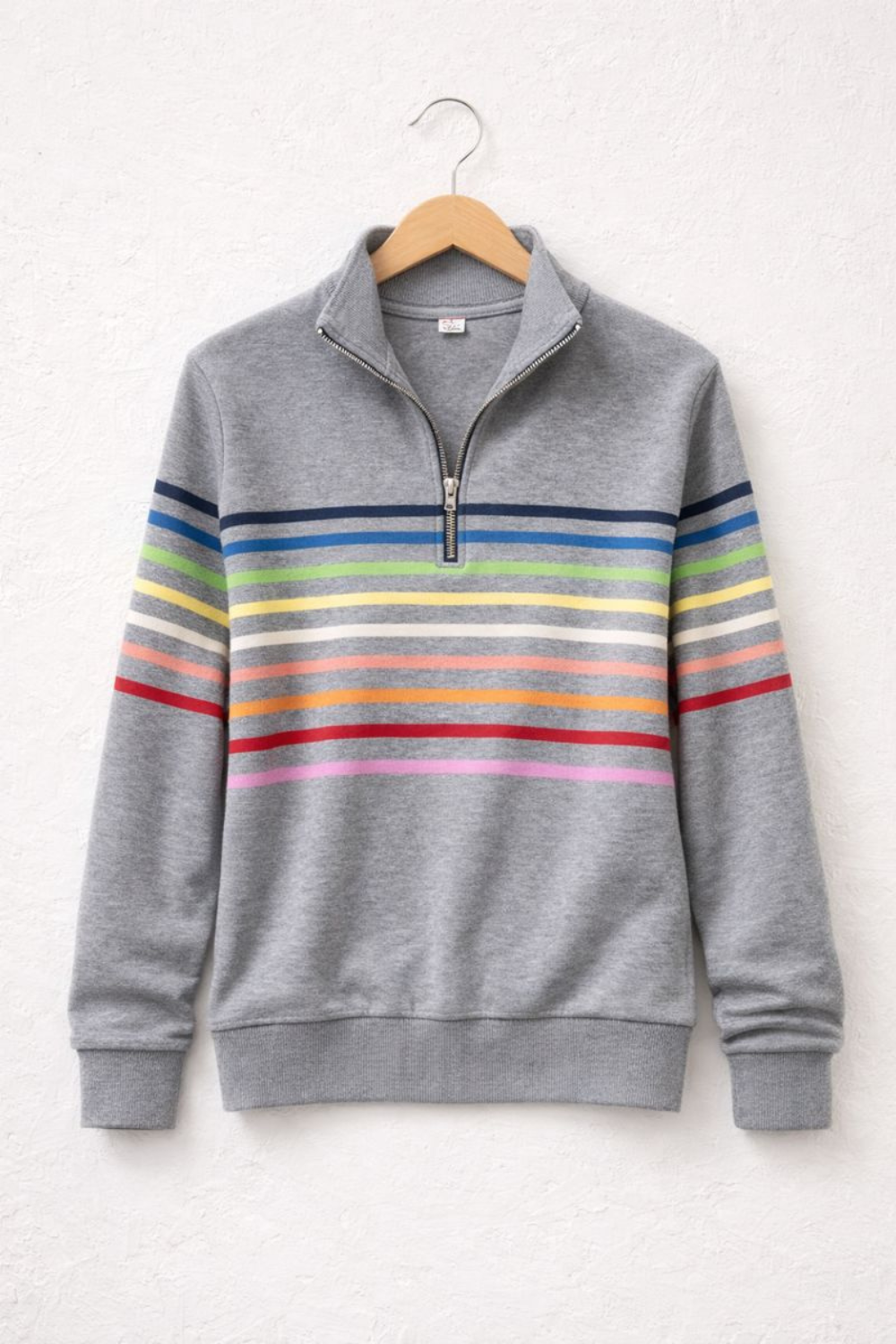 Vienna | Rainbow Striped Zip Sweatshirt