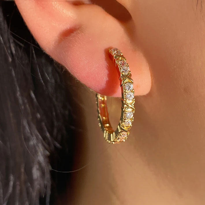 Aurelisse | Boucles d'oreilles Croix Zirconia Or 18 carats
