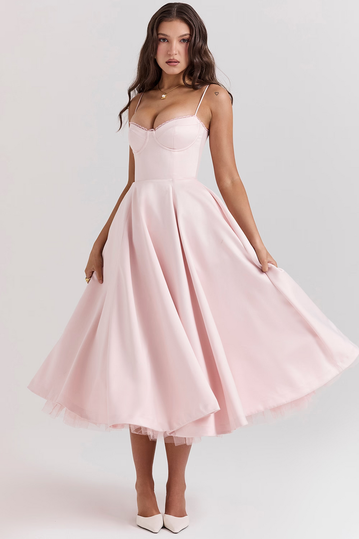 Elegantes A-Linien-Midikleid für Damen mit Spaghettiträgern