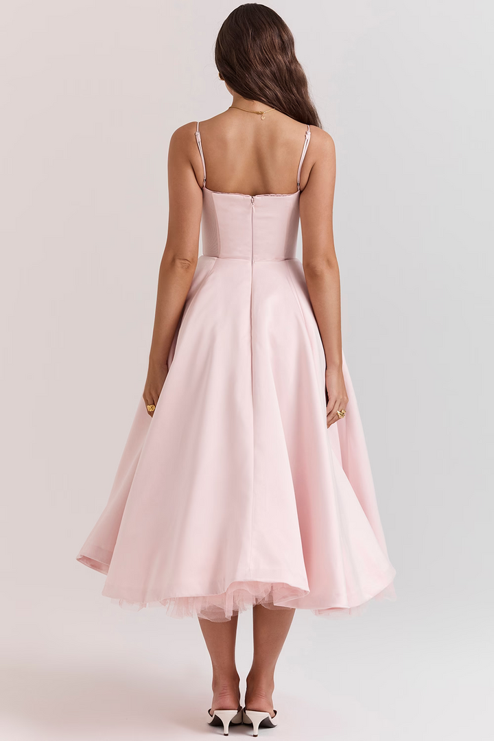 Elegantes A-Linien-Midikleid für Damen mit Spaghettiträgern
