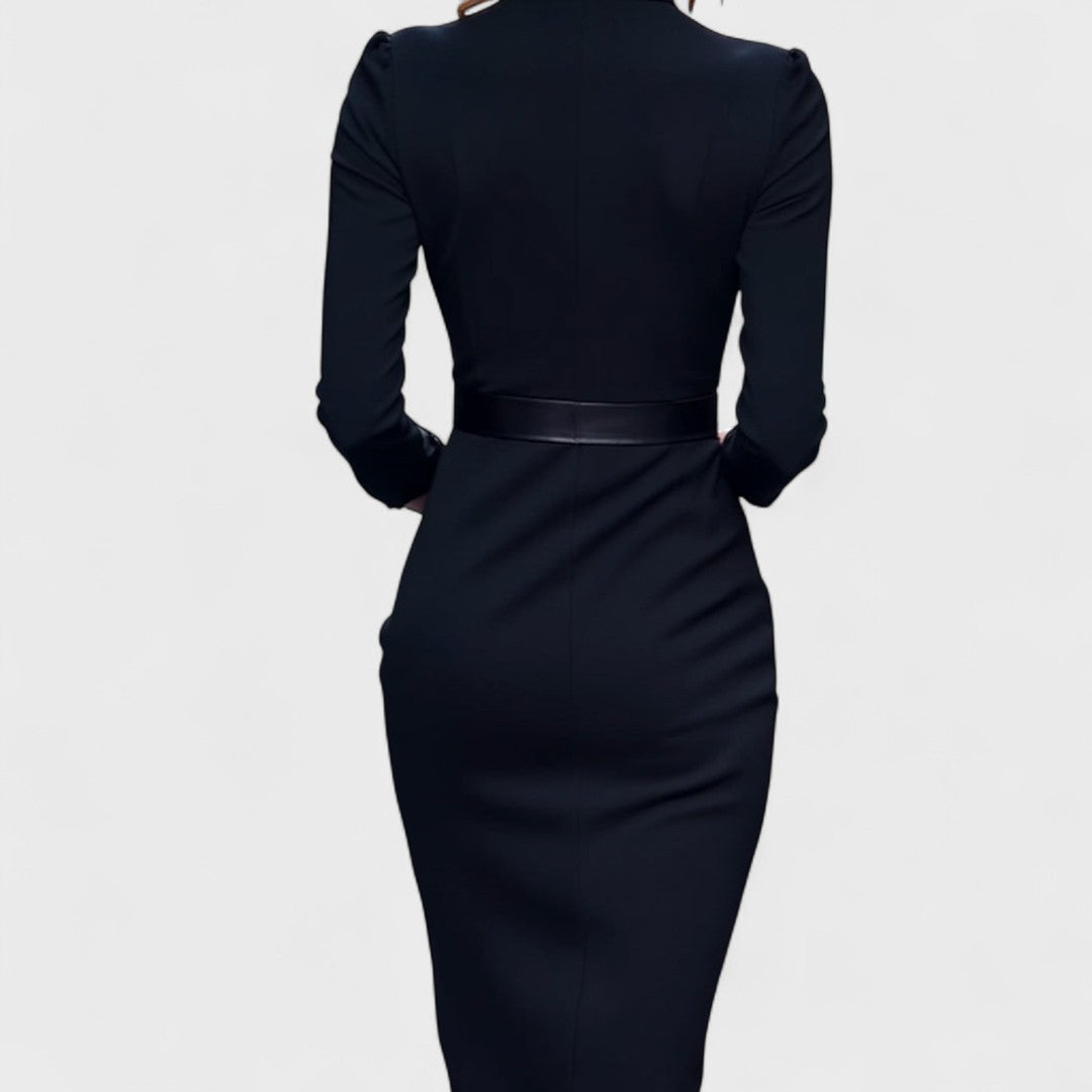 Vestido de mujer | cruzado midi elegante con cinturón