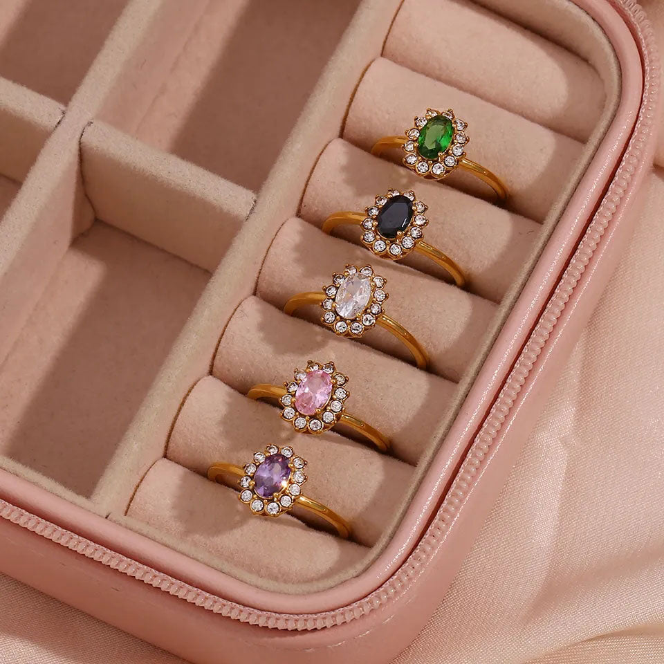 Amaryelle | Bague en zirconium vert en or 18 carats