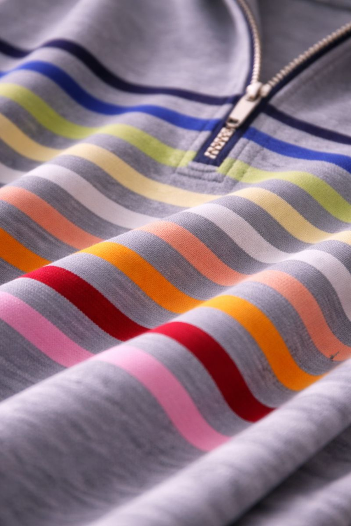 Vienna | Rainbow Striped Zip Sweatshirt