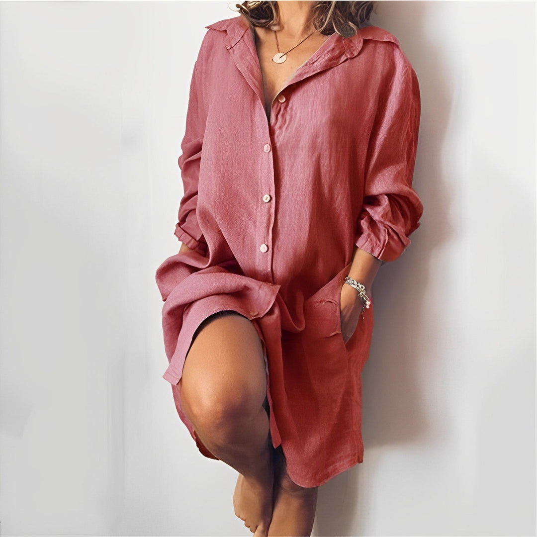 Vestido camisa feminino casual com botões
