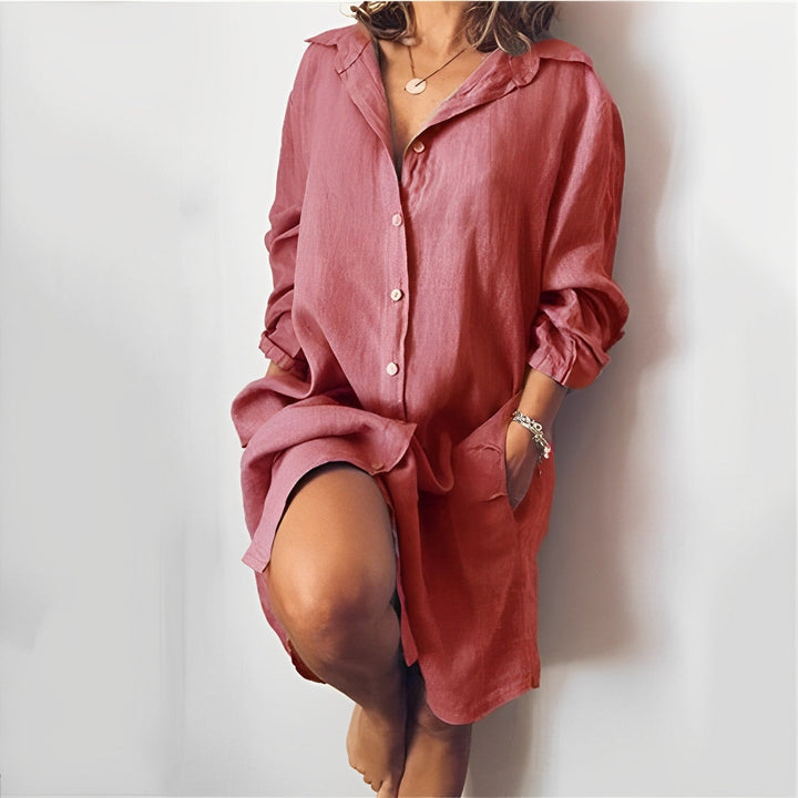 Vestido camisa feminino casual com botões