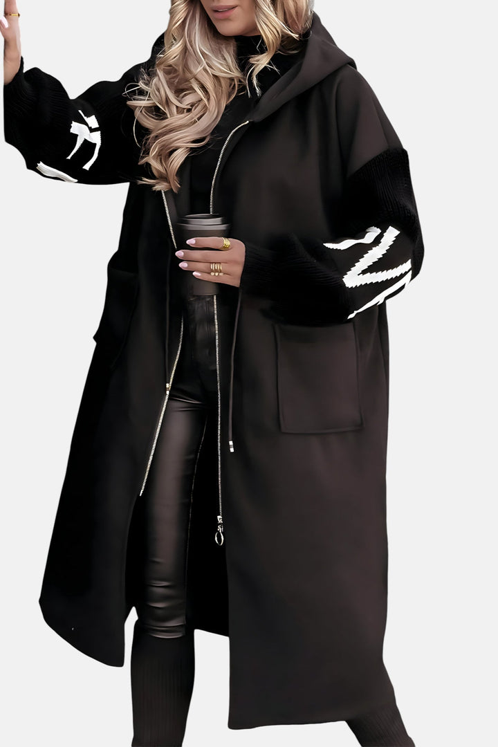PEGGY - Manteau pour femme avec manches en maille et capuche