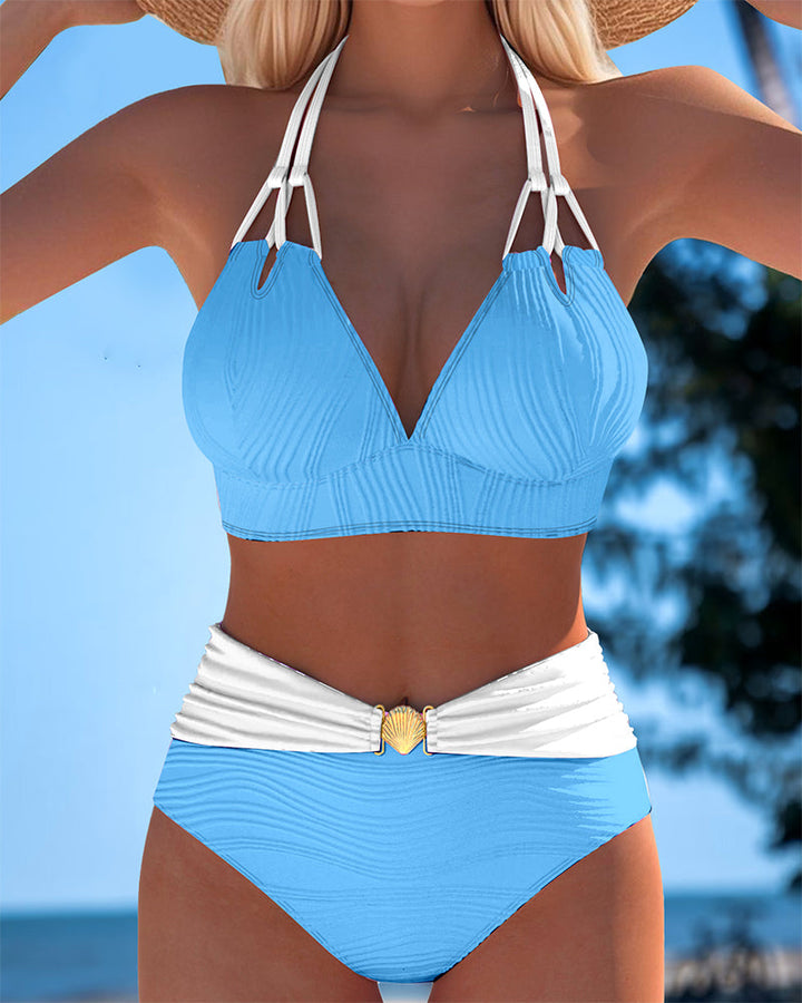Lily™ | Maillot de bain taille haute à double bretelle avec couleur contrastante