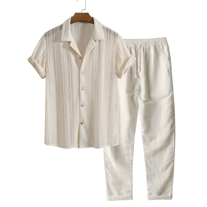 Conjunto Masculino de Verão – Camisa Vazado e Calça Arejada