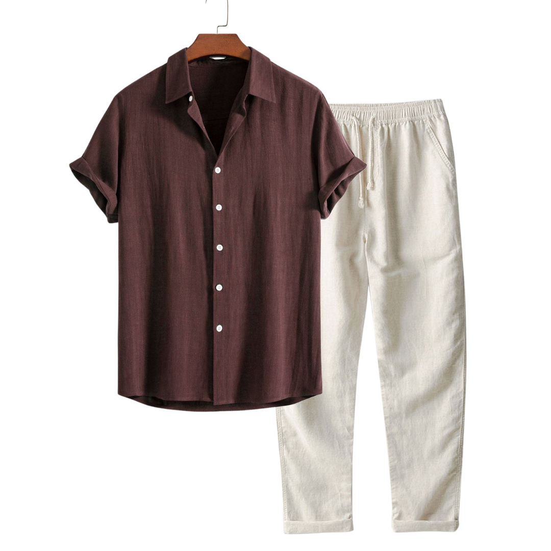 Conjunto Masculino de Verão – Camisa Leve e Calça Confortável