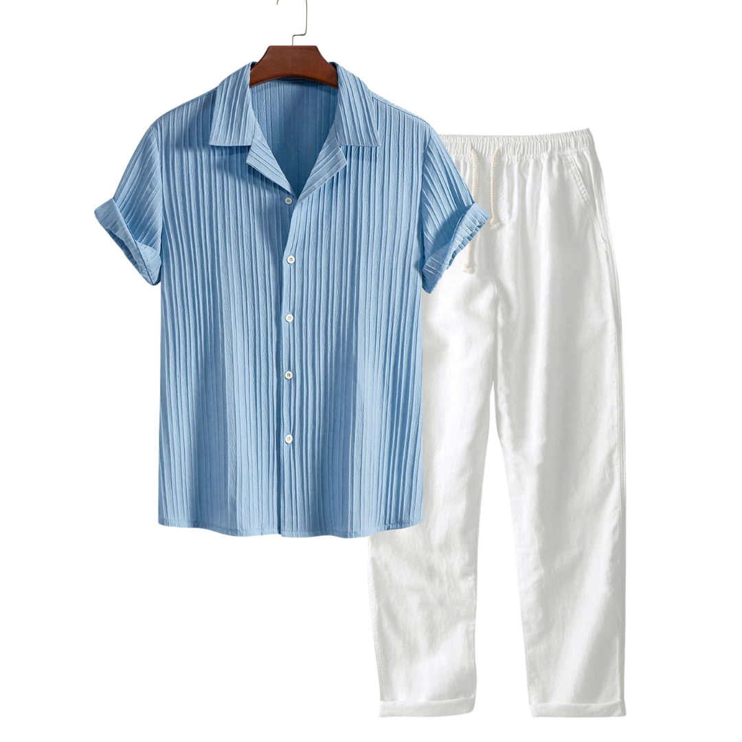 Men’s Summer Set – Short Shirt & Straight Pants