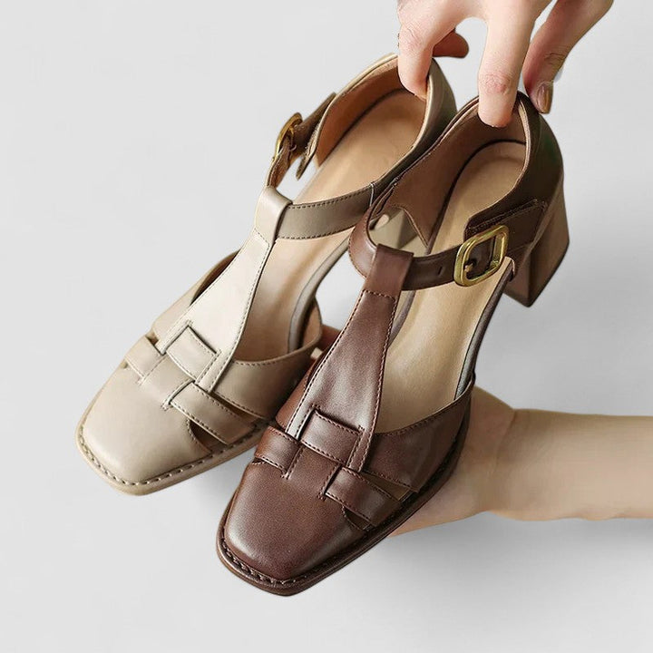 Elyxiana | Zapatos de tacón de bloque con tira en T ortopédicos