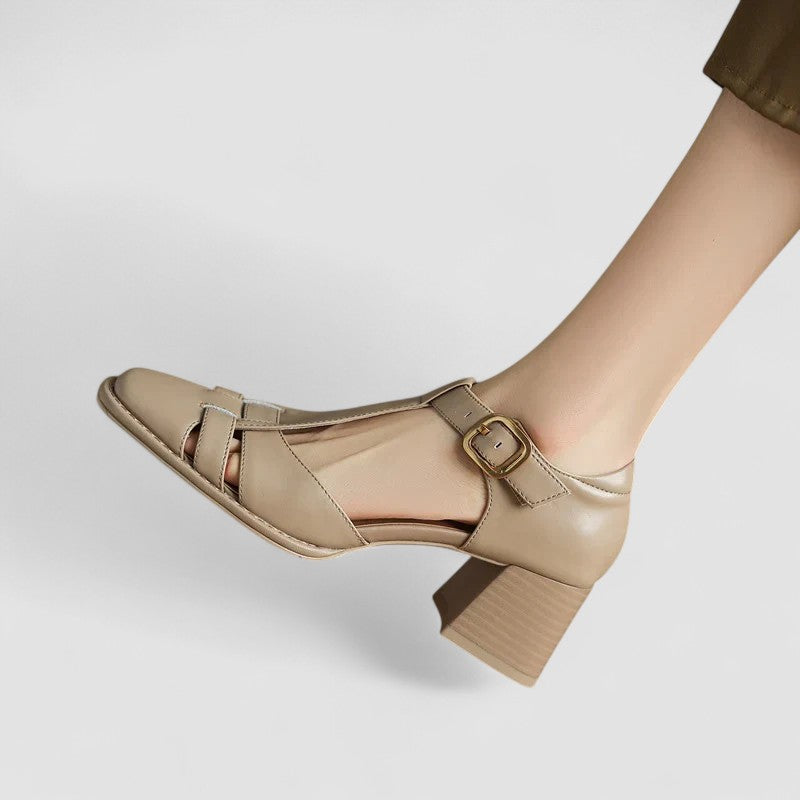Elyxiana | Zapatos de tacón de bloque con tira en T ortopédicos