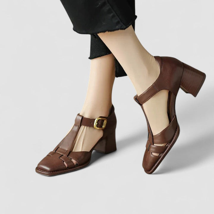 Elyxiana | Zapatos de tacón de bloque con tira en T ortopédicos