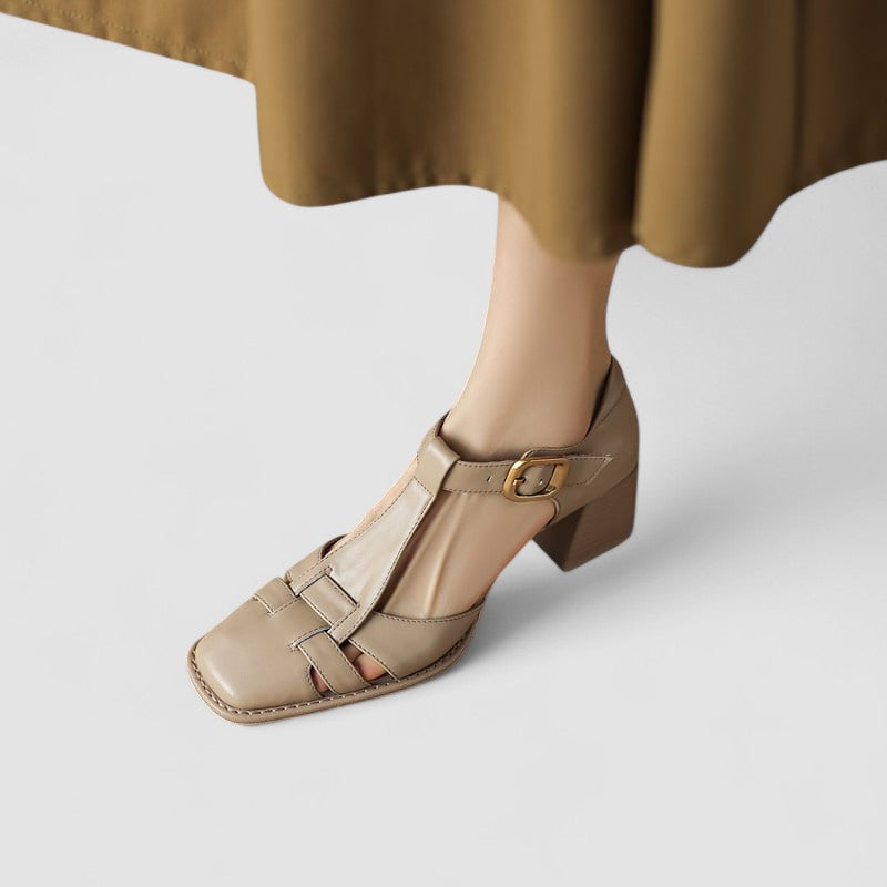 Elyxiana | Zapatos de tacón de bloque con tira en T ortopédicos