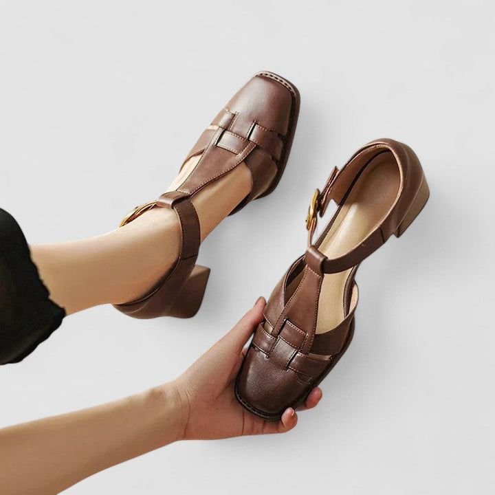 Elyxiana | Zapatos de tacón de bloque con tira en T ortopédicos