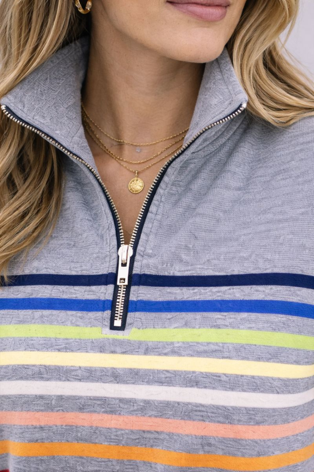 Vienna | Rainbow Striped Zip Sweatshirt