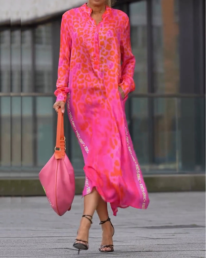 Keyla | Fashionable Dress with Leopard Print and Slit