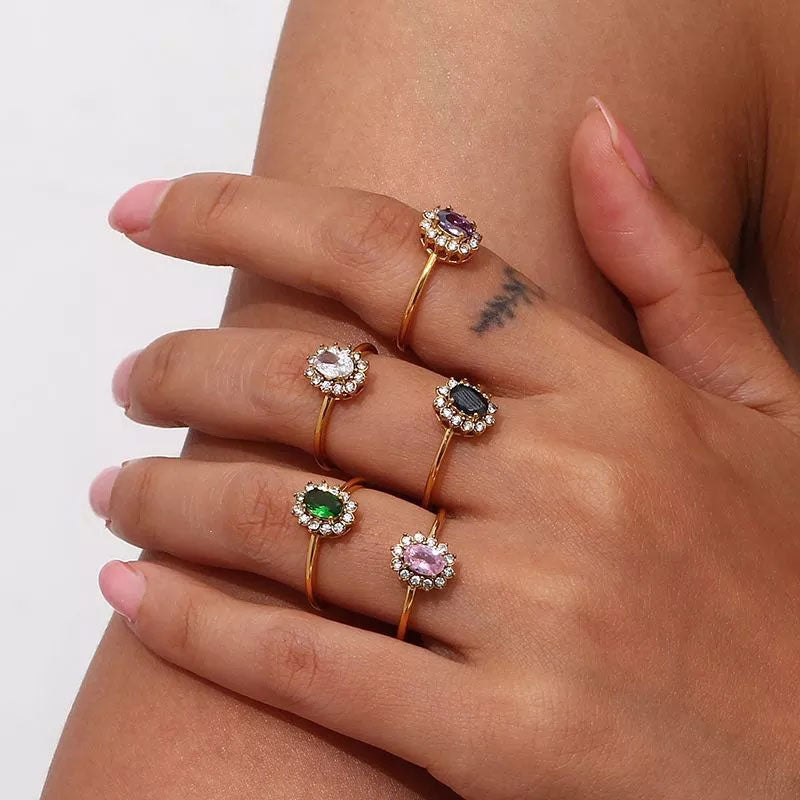 Amaryelle | Bague en zirconium vert en or 18 carats
