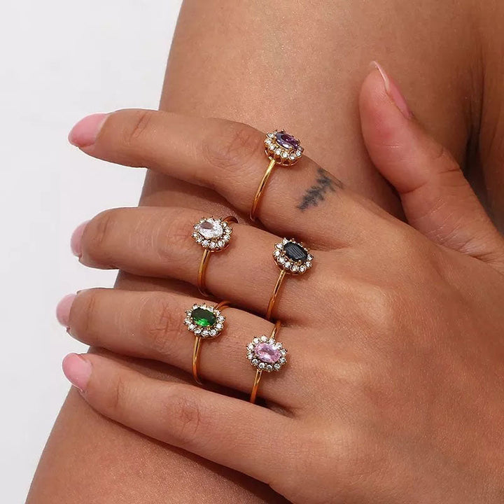 Amaryelle | Bague en zirconium vert en or 18 carats