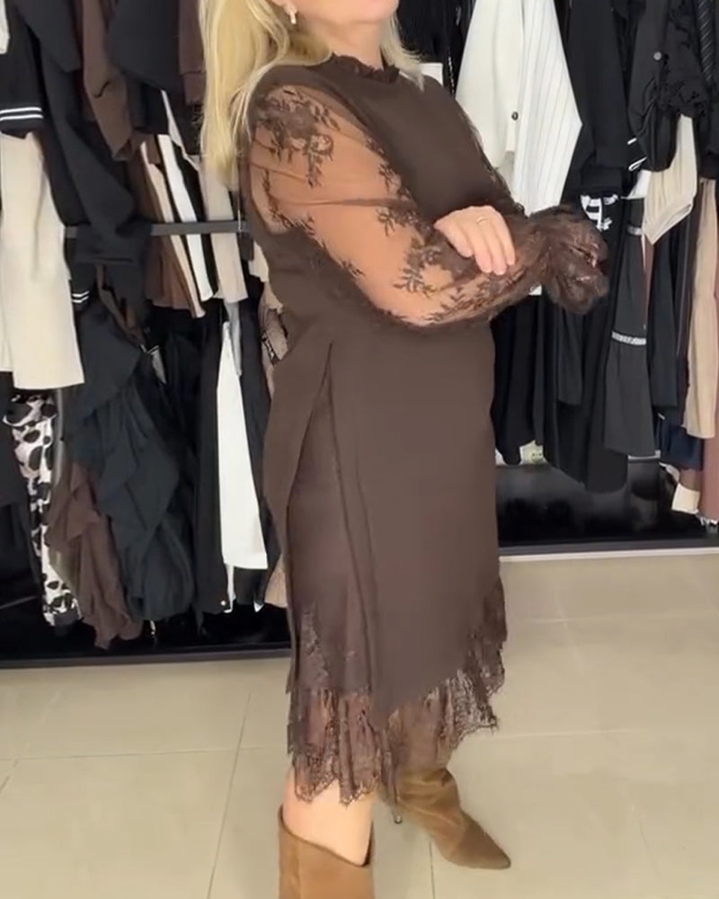 Vestido Elegante Feminino | com Renda e Fenda