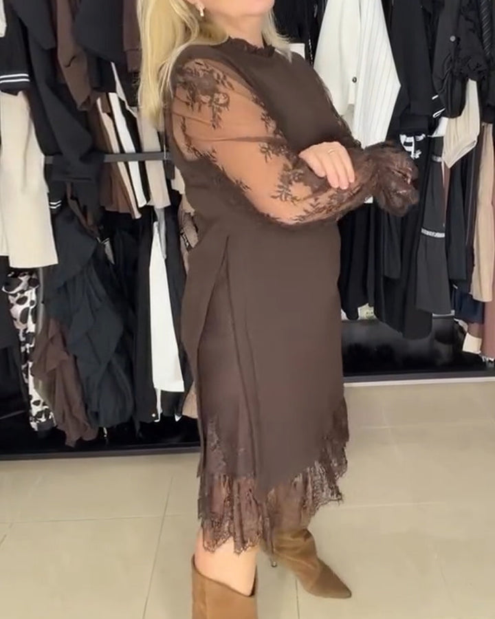 Vestido Elegante Feminino | com Renda e Fenda