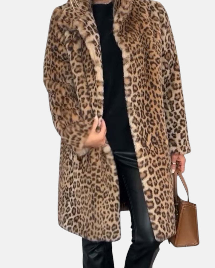 LEIA - Manteau long doux à imprimé léopard