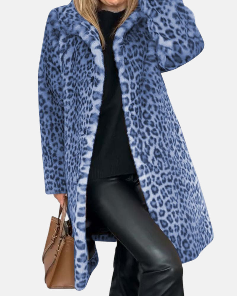 LEIA - Manteau long doux à imprimé léopard