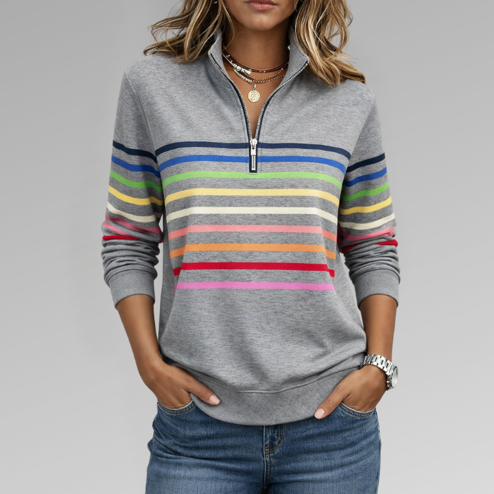 Vienna | Rainbow Striped Zip Sweatshirt