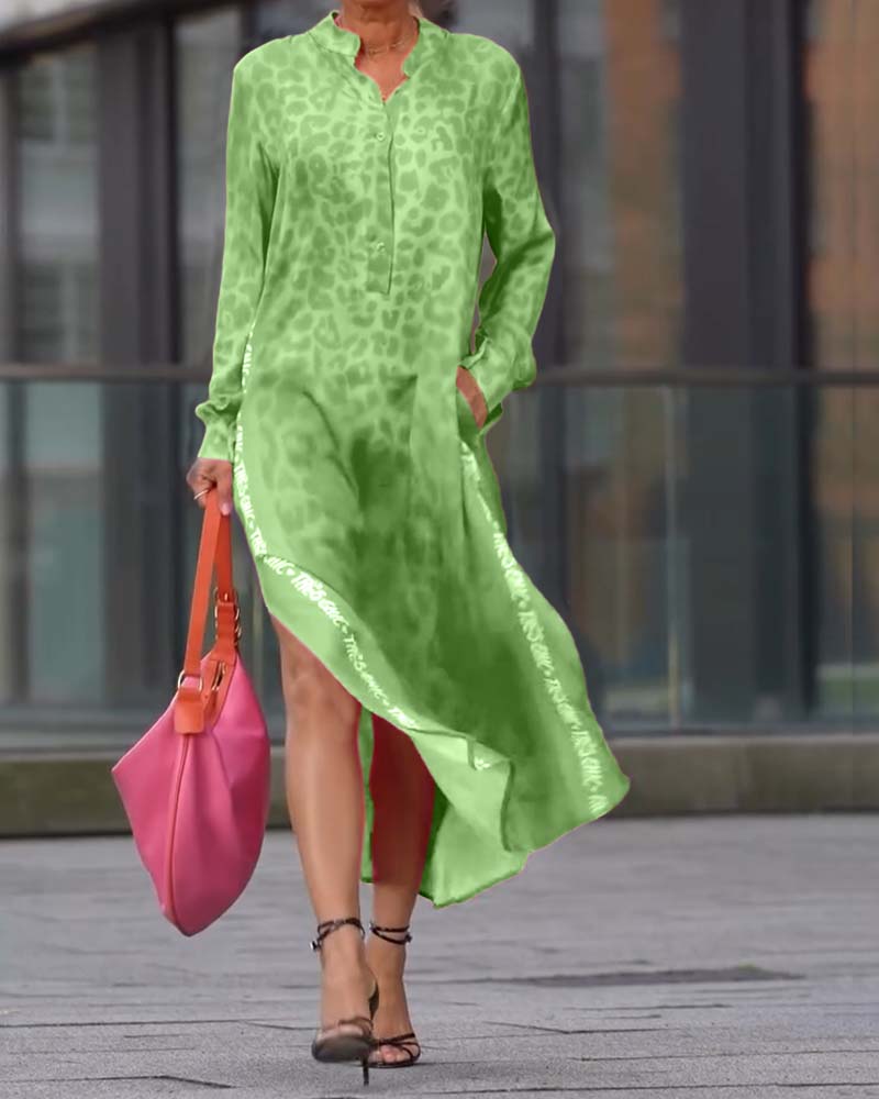 Keyla | Fashionable Dress with Leopard Print and Slit