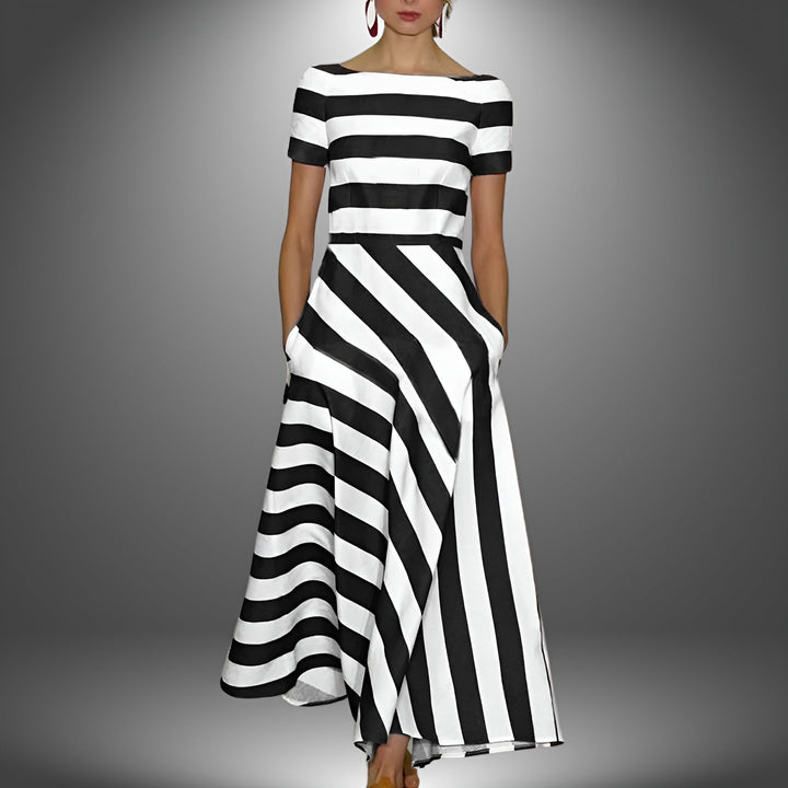 Elsie | Strapless Dress with Line Pattern